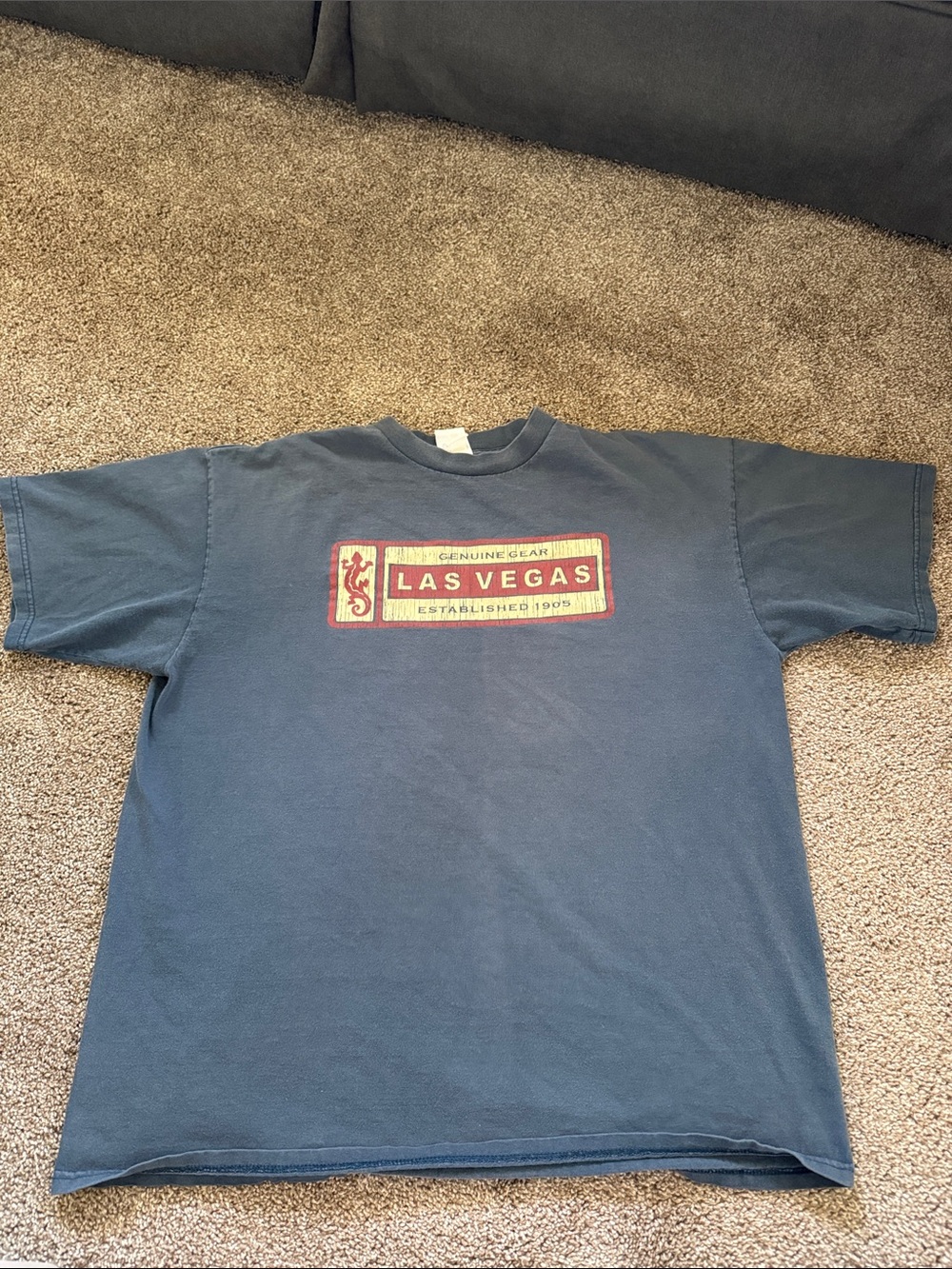 Las Vegas Graphic Tee in Blue with Red & Cream Logo